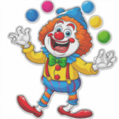 Verspielter Clown springt mit hellen Bällen Aufkleber (Vorderseite)