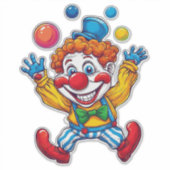 Verspielter Clown springt mit hellen Bällen Aufkleber (Vorderseite)