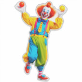 Verspielter Clown springt mit hellen Bällen Aufkleber (Vorderseite)