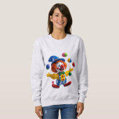 Verspielter Clown springt mit hellen Bällen Sweatshirt (Vorne ganz)