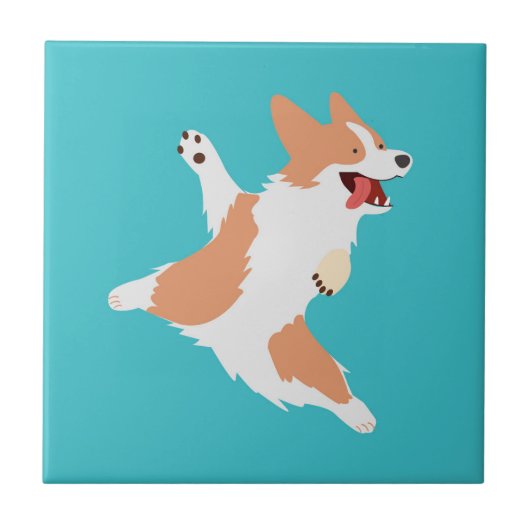 Verspielter Corgi Fliese (Vorderseite)