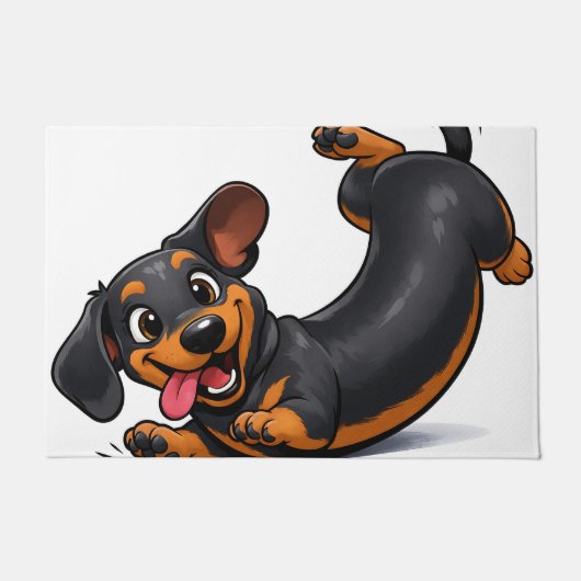 Verspielter Dachshund-Welpe Fußmatte (Vorderseite)