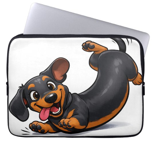 Verspielter Dachshund-Welpe Laptopschutzhülle (Vorderseite)