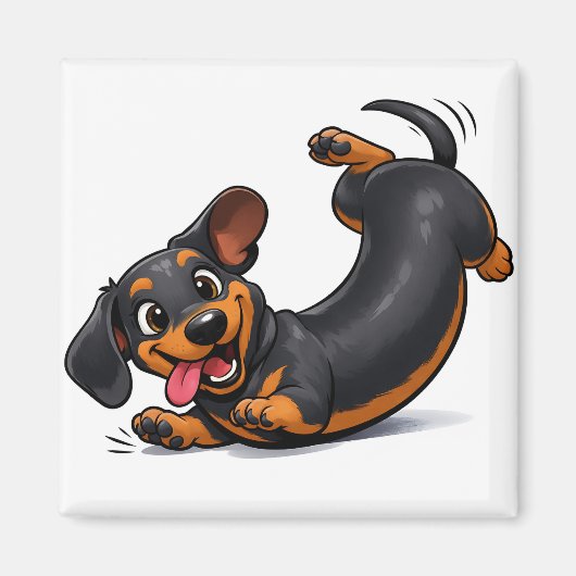 Verspielter Dachshund-Welpe Magnet (Vorne)