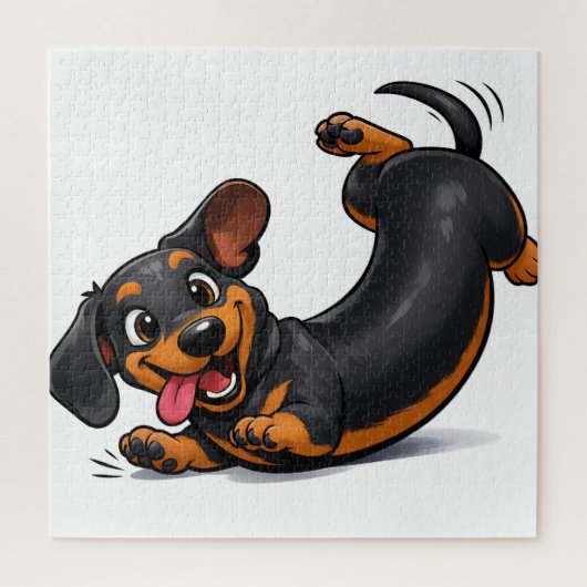 Verspielter Dachshund-Welpe Puzzle (Vertikal)