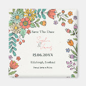 Verspielter Folk Floral Save-the-Date-Magnet Magnet (Vorne)