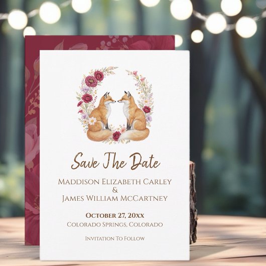 Verspielter Fuchs Herbstflorales Save The Date