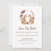 Verspielter Fuchs Herbstflorales Save The Date (Vorderseite)