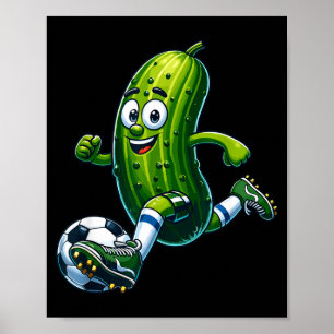Verspielter Fußball-Pickle - Cartoon-Torschütze Poster