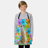 Verspielter Garten: Meerkat Amid Tribfarbene Blüte Schürze (Getragen)