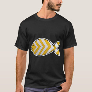 Verspielter gelber Zickzack-Fisch T-Shirt