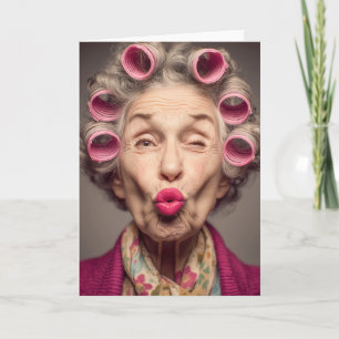 Verspielter Glamour in rosa Lockenwicklern Karte