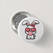 verspielter Kawaii-Hase mit Kaugummiblase Button (Vorne & Hinten)