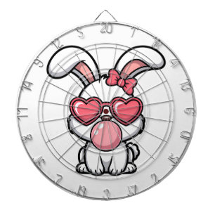verspielter Kawaii-Hase mit Kaugummiblase Dartscheibe
