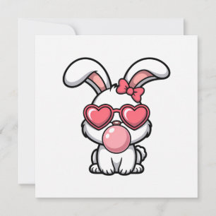 verspielter Kawaii-Hase mit Kaugummiblase Einladung