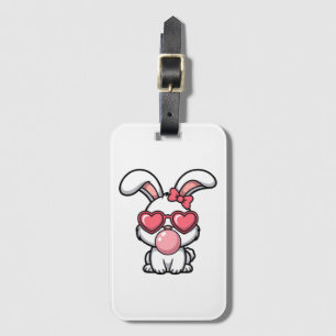 verspielter Kawaii-Hase mit Kaugummiblase Gepäckanhänger