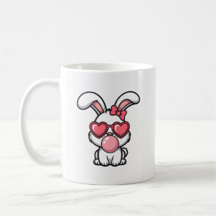 verspielter Kawaii-Hase mit Kaugummiblase Kaffeetasse