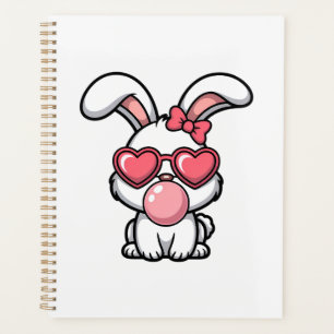 verspielter Kawaii-Hase mit Kaugummiblase Planer