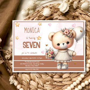 Verspielter magischer Pastell-Teddybär Kindergebur Einladung