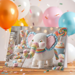 Verspielter Marshmallow-Elefant Geburtstag Karte