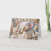Verspielter Marshmallow-Elefant Geburtstag Karte (Vorderseite)