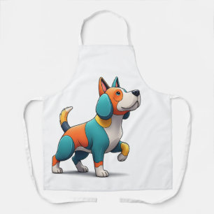 Verspielter mehrfarbiger 3D-Cartoon-Hund Schürze