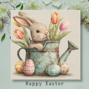 Verspielter Osterhase in Vintage-Gießkanne Kunst