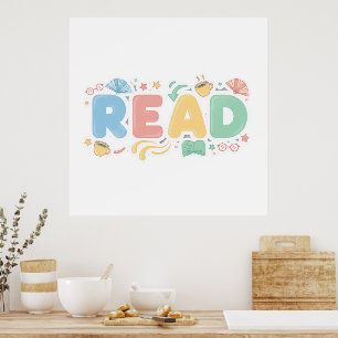 Verspielter Pastell-Blasen-"LIES"-Sticker-Stil Poster