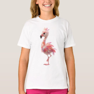Verspielter Pastell-Feder-Flamingo für Kinder T-Shirt