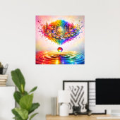 Verspielter Regenbogenwald-Splash Poster (Heimbüro)