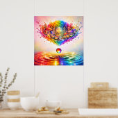 Verspielter Regenbogenwald-Splash Poster (Küche)