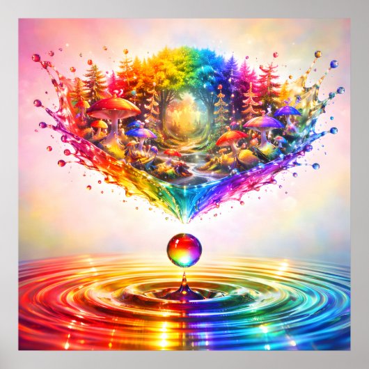 Verspielter Regenbogenwald-Splash Poster (Vorne)