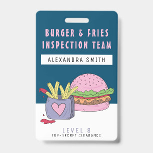 Verspielter Rosa-Burger-und-Pommes-frites-Geburtst Ausweis