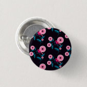 Verspielter rosa Vogel Blumendesign Button (Vorne & Hinten)