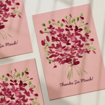 Verspielter rosa Wasserfarben-Blumenstrauß Dankesc