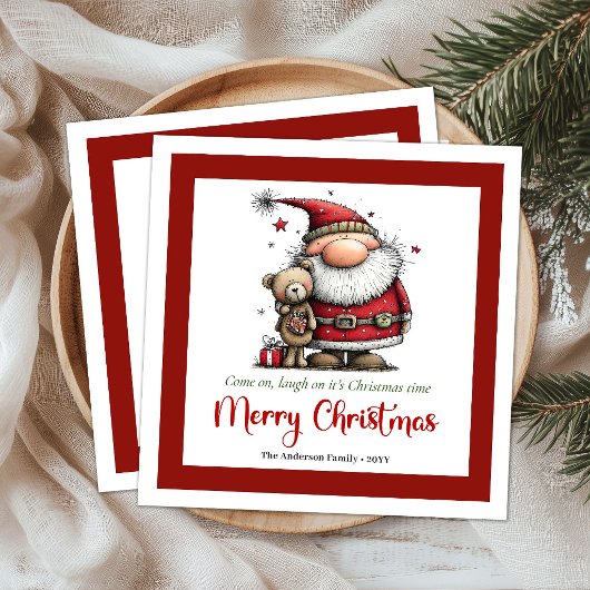 Verspielter Santa Claus Lustige Papiertücher Serviette