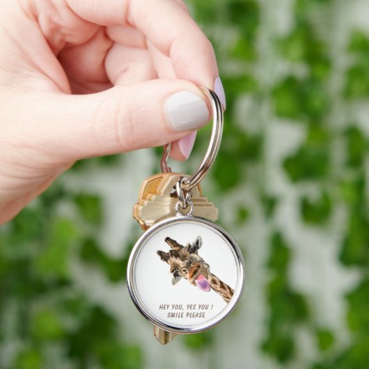 Verspielter Schlüsselanhänger Happy Giraffe Tongue (Hand)