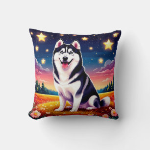 Verspielter Siberian Husky Kissen