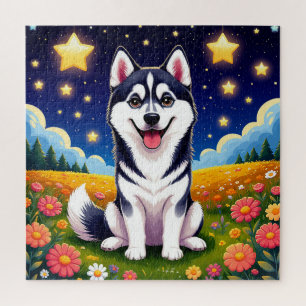 Verspielter Sibirischer Husky Puzzle