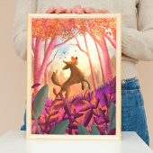 Verspielter Spaß farbenfroher Hundelandwald Kinder Poster