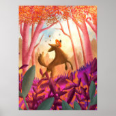 Verspielter Spaß farbenfroher Hundelandwald Kinder Poster (Vorne)