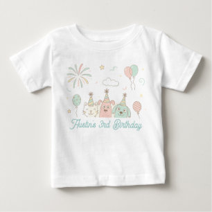 Verspielter Süßer und Drei Geburtstag Baby T-shirt