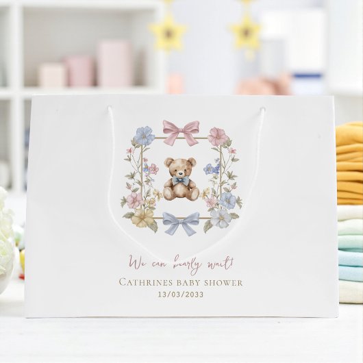 Verspielter Teddybär-Babyshower-Geschenktasche Große Geschenktüte