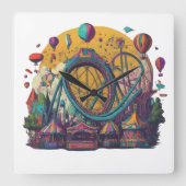 Verspielter Themenpark Quadratische Wanduhr (Vorderseite)