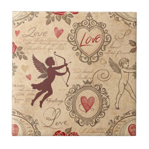Verspielter viktorianischer Valentinstag Cupid Rom Fliese