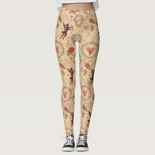 Verspielter viktorianischer Valentinstag Cupid Rom Leggings