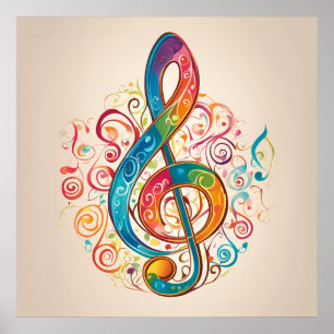 Verspielter Violinschlüssel Poster