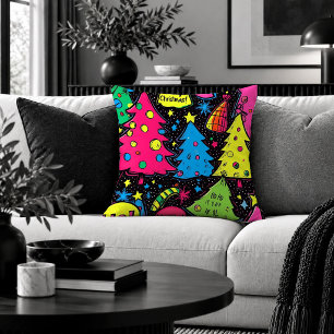 Verspielter Weihnachtsbaum Pop Art Deko-Kissen A Kissen