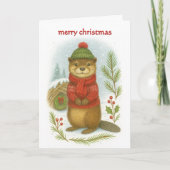 Verspielter Weihnachtsotter  Feiertagskarte (Vorderseite)