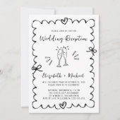Verspielter wellenförmiger Bilderrahmen Hochzeitse Einladung (Vorderseite)